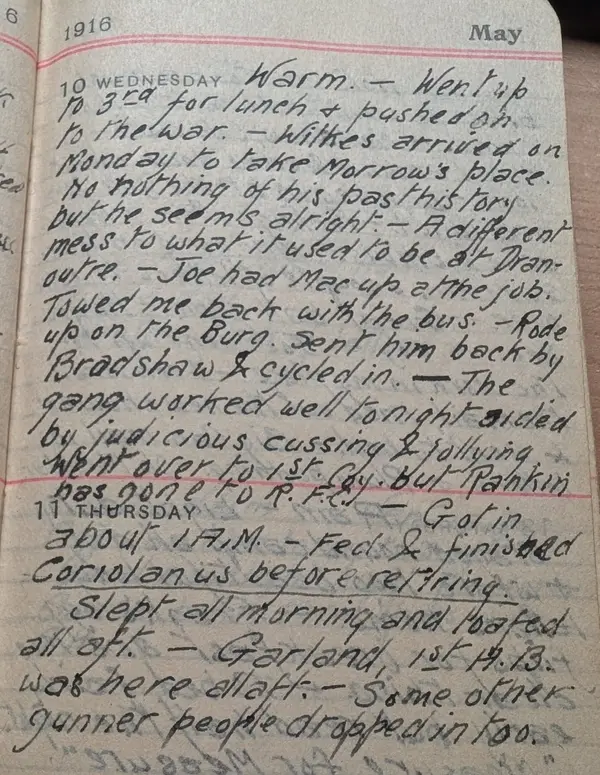 Diary scan, May 10, 1916 (Wednesday)