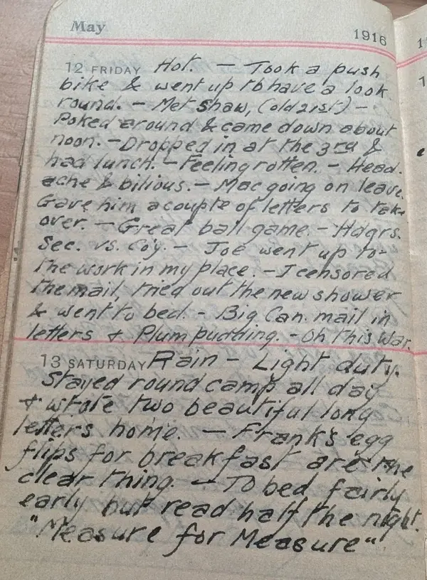 Diary scan, May 12, 1916 (Friday)
