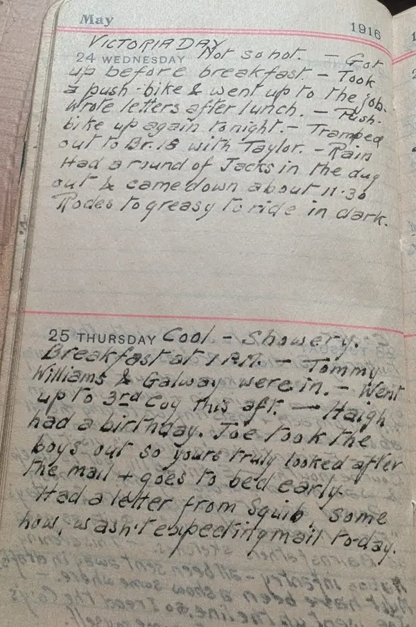 Diary scan, May 24, 1916 (Wednesday)