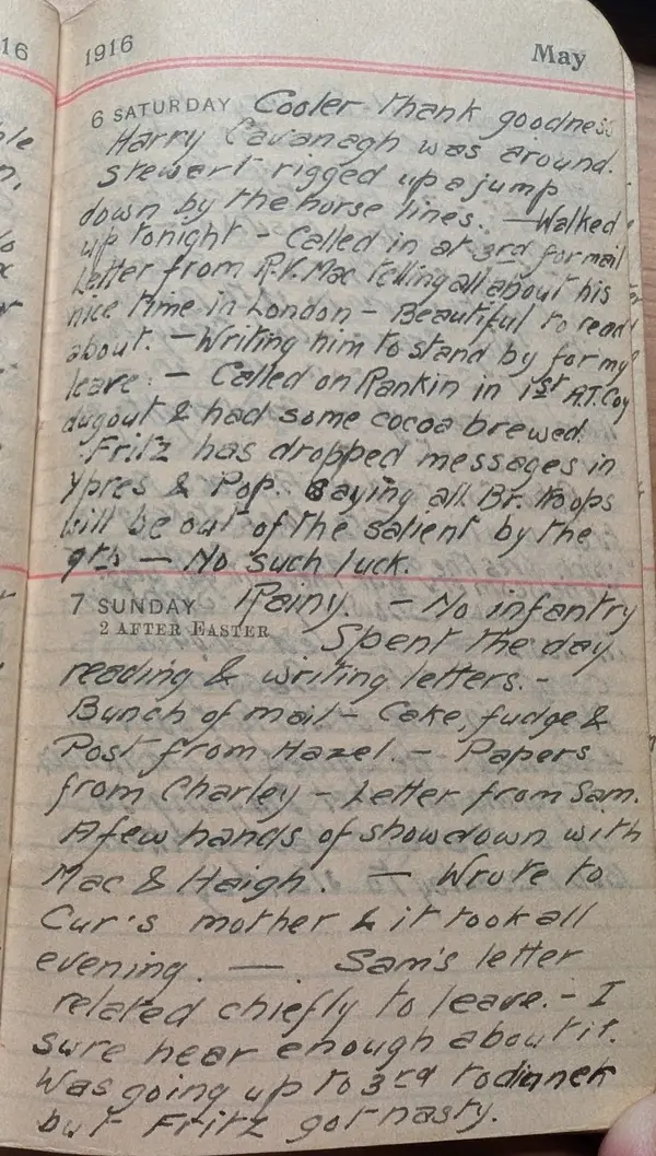 Diary scan, May 6, 1916 (Saturday)