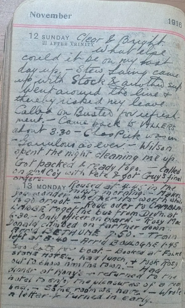 Diary scan, November 12, 1916 (Sunday)