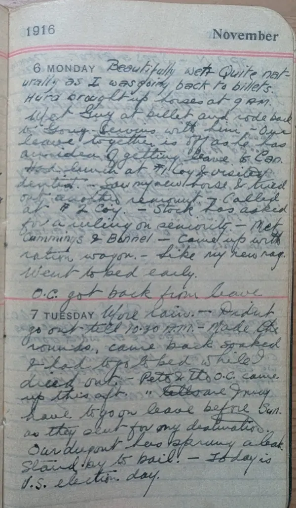 Diary scan, November 6, 1916 (Monday)