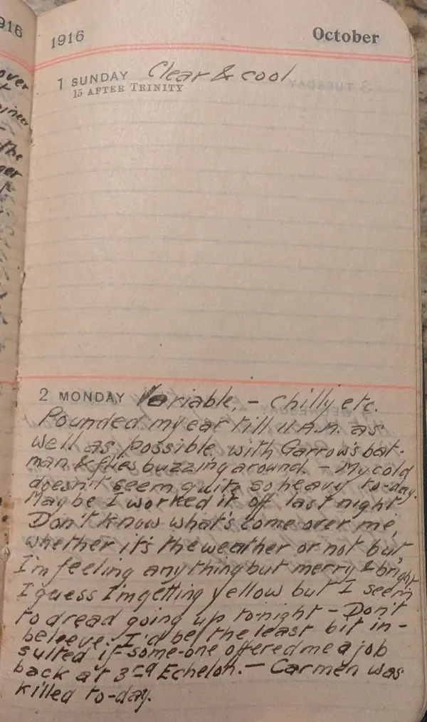 Diary scan, October 1, 1916 (Sunday)