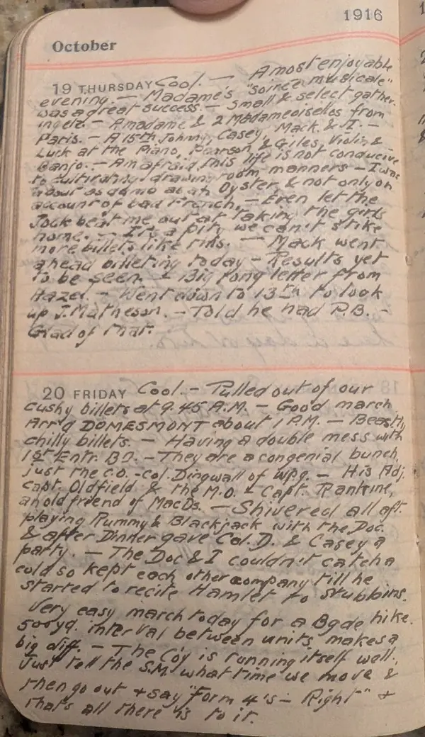 Diary scan, October 19, 1916 (Thursday)