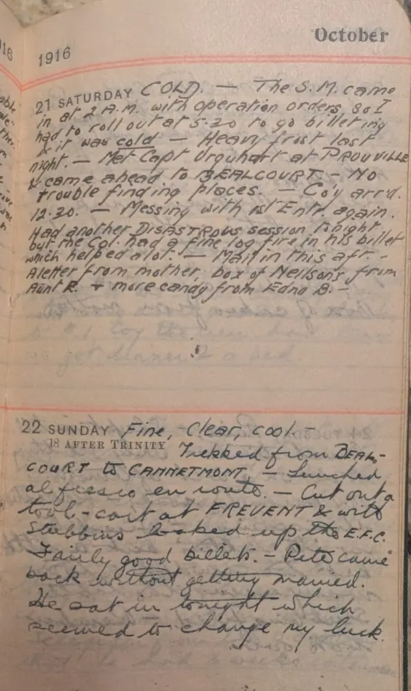Diary scan, October 21, 1916 (Saturday)