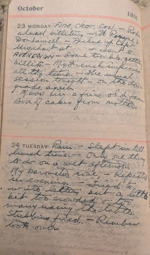 Diary scan, October 23, 1916 (Monday)