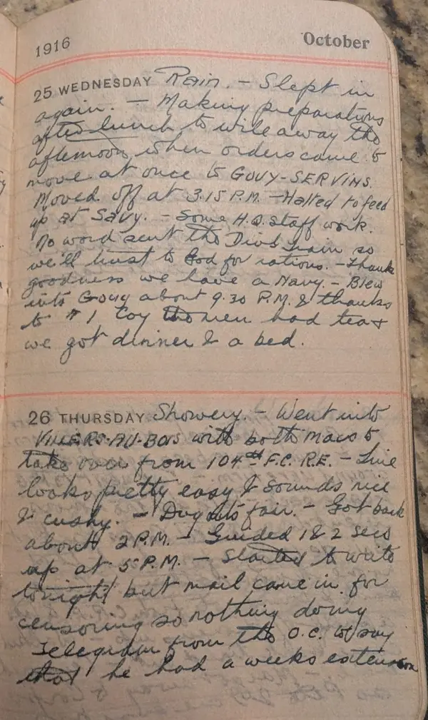 Diary scan, October 25, 1916 (Wednesday)