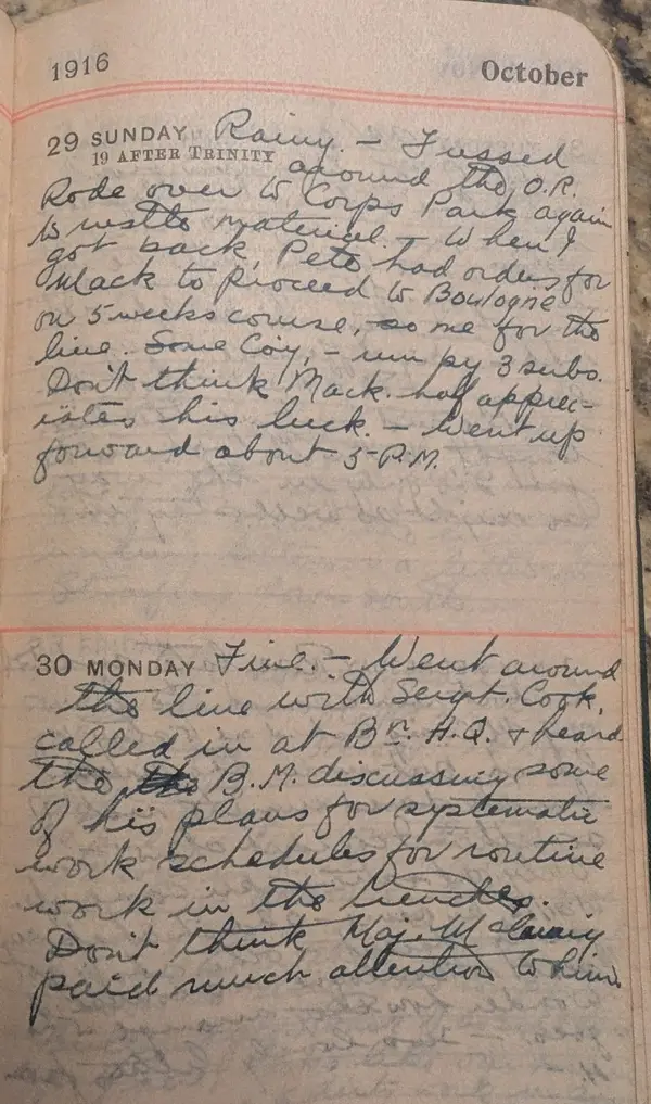Diary scan, October 29, 1916 (Sunday)