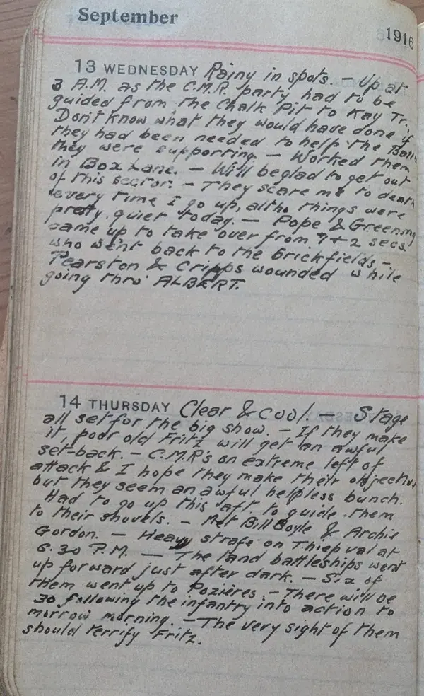 Diary scan, September 13, 1916 (Wednesday)