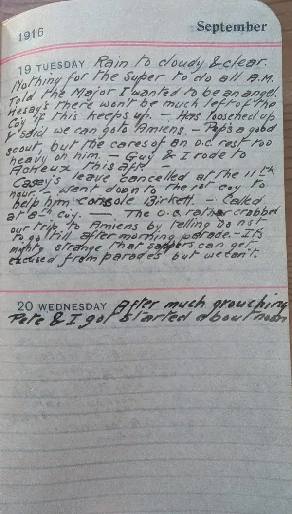 Diary scan, September 19, 1916 (Tuesday)