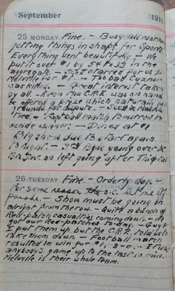 Diary scan, September 25, 1916 (Monday)