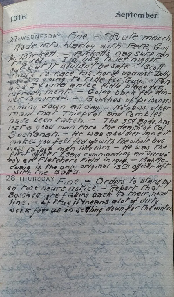 Diary scan, September 27, 1916 (Wednesday)