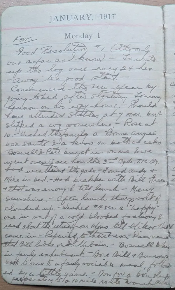 Diary scan, January 1, 1917 (Monday)