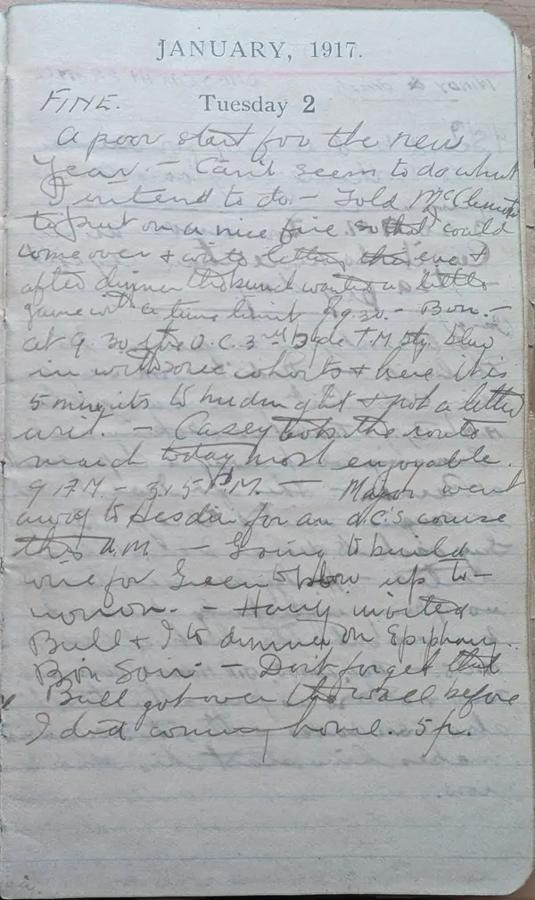 Diary scan, January 2, 1917 (Tuesday)