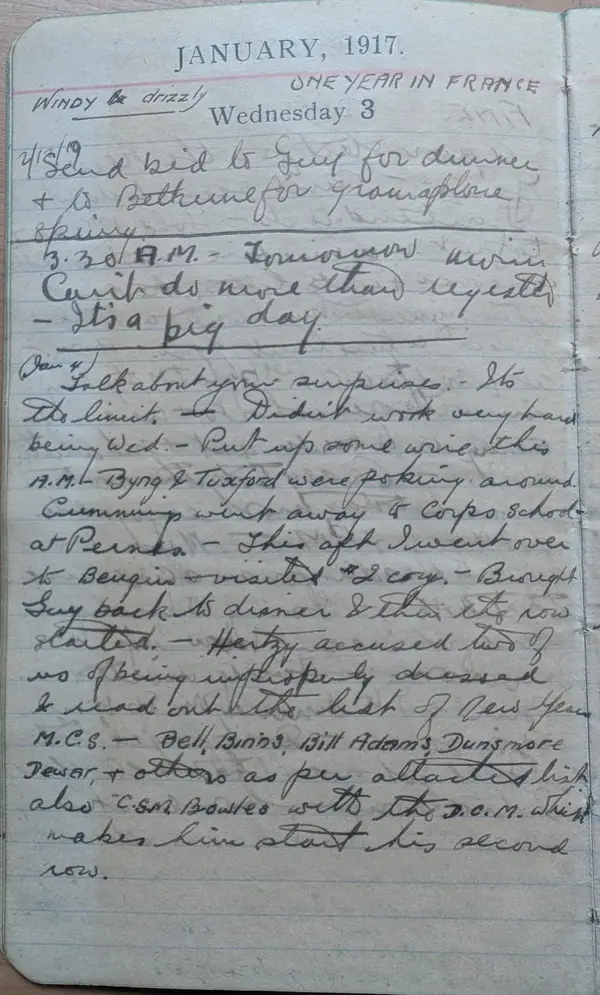 Diary scan, January 3, 1917 (Wednesday)