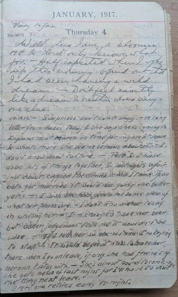 Diary scan, January 4, 1917 (Thursday)