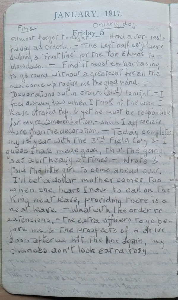 Diary scan, January 5, 1917 (Friday)