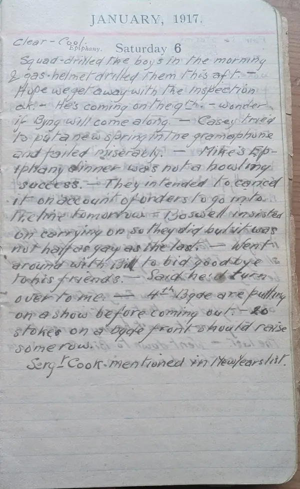 Diary scan, January 6, 1917 (Saturday)