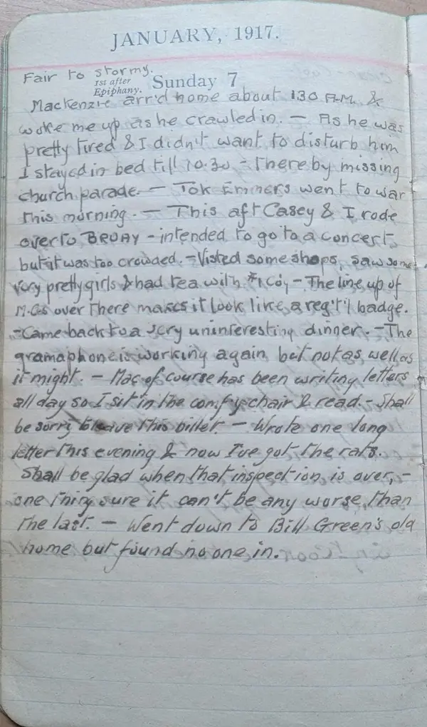 Diary scan, January 7, 1917 (Sunday)