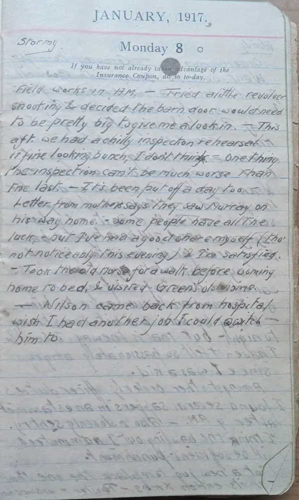 Diary scan, January 8, 1917 (Monday)