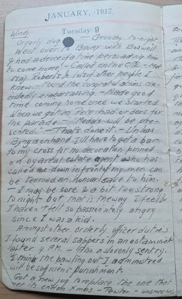 Diary scan, January 9, 1917 (Tuesday)
