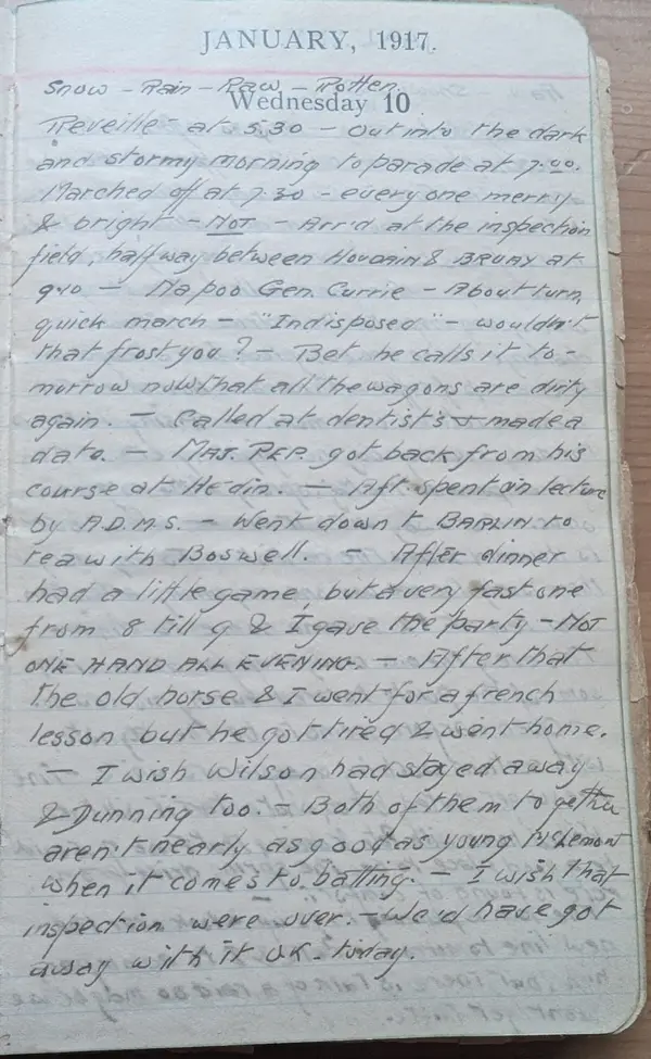 Diary scan, January 10, 1917 (Wednesday)