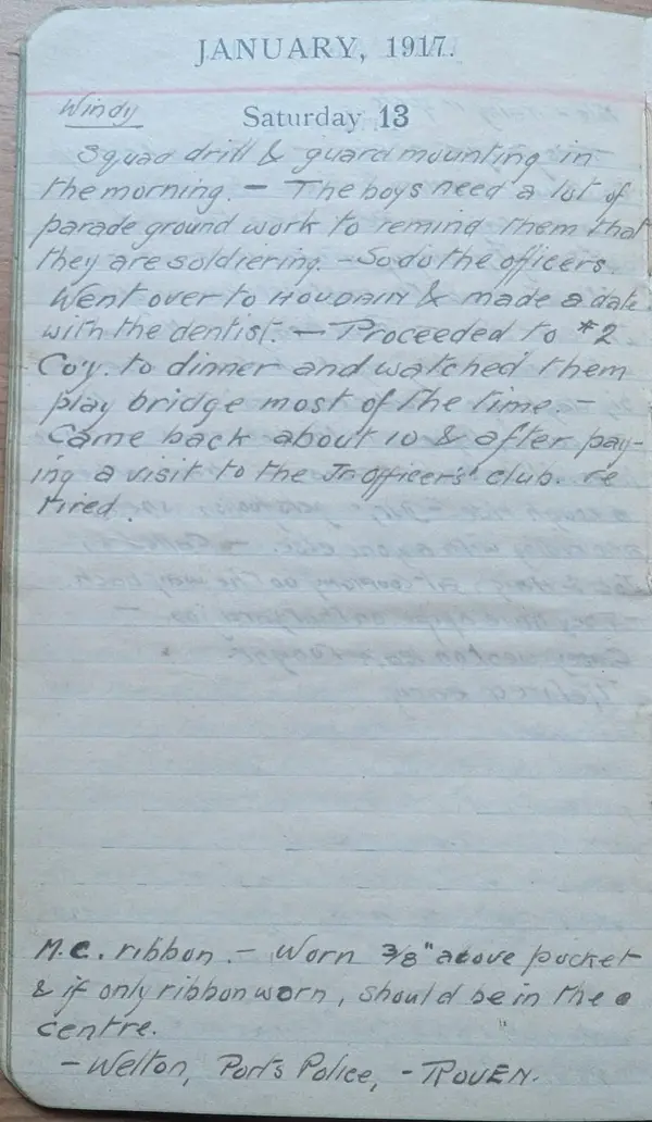 Diary scan, January 13, 1917 (Saturday)