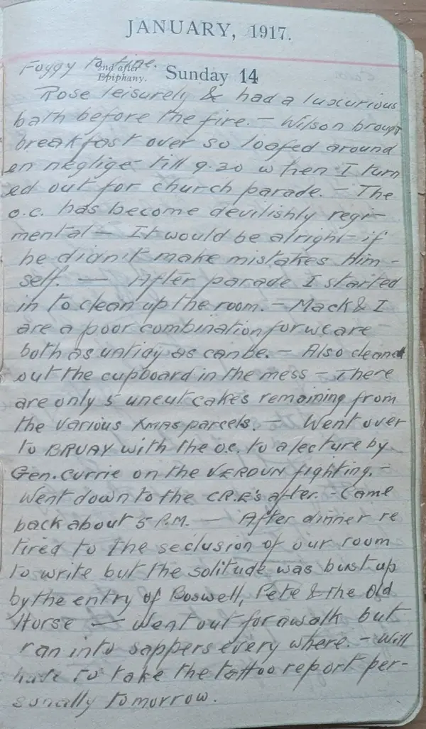 Diary scan, January 14, 1917 (Sunday)