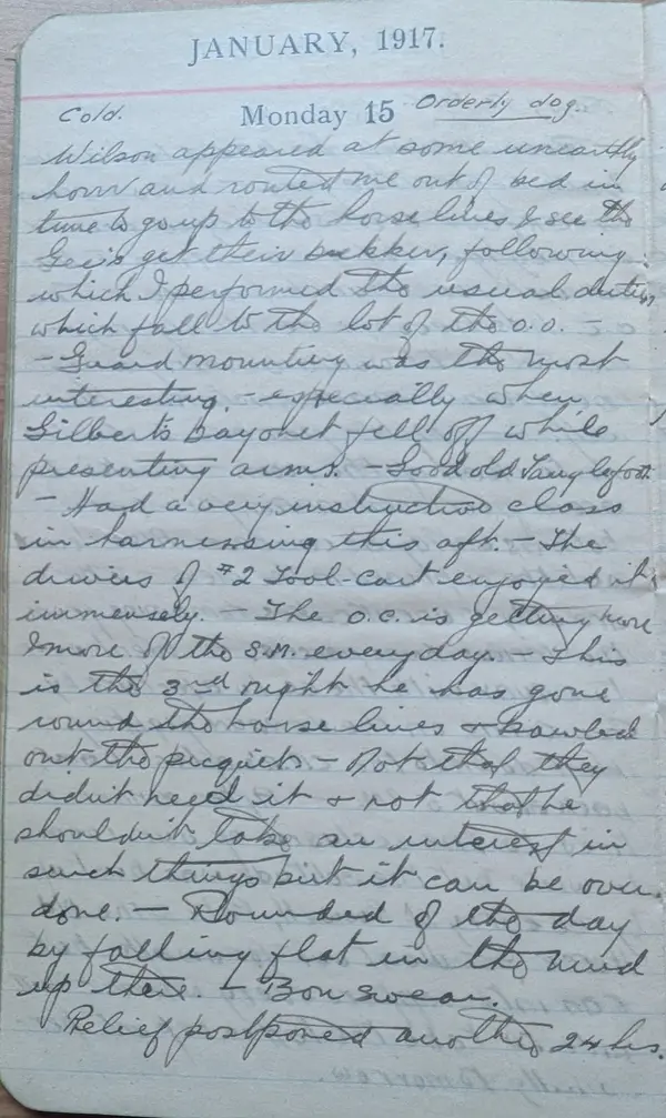 Diary scan, January 15, 1917 (Monday)
