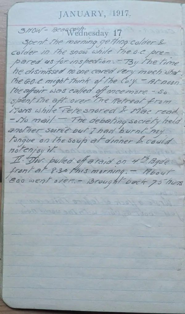 Diary scan, January 17, 1917 (Wednesday)