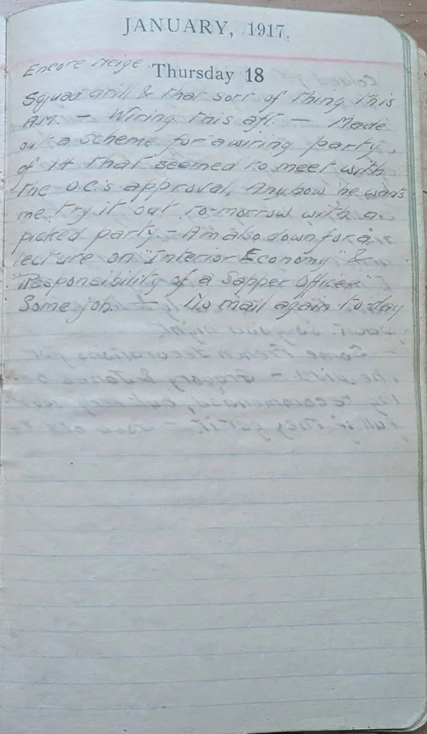 Diary scan, January 18, 1917 (Thursday)