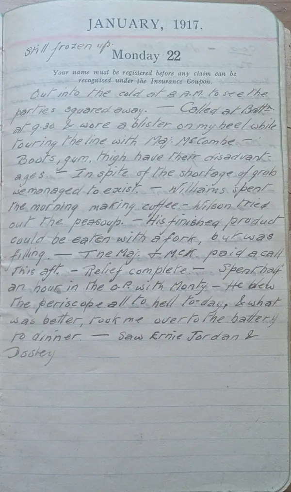 Diary scan, January 22, 1917 (Monday)