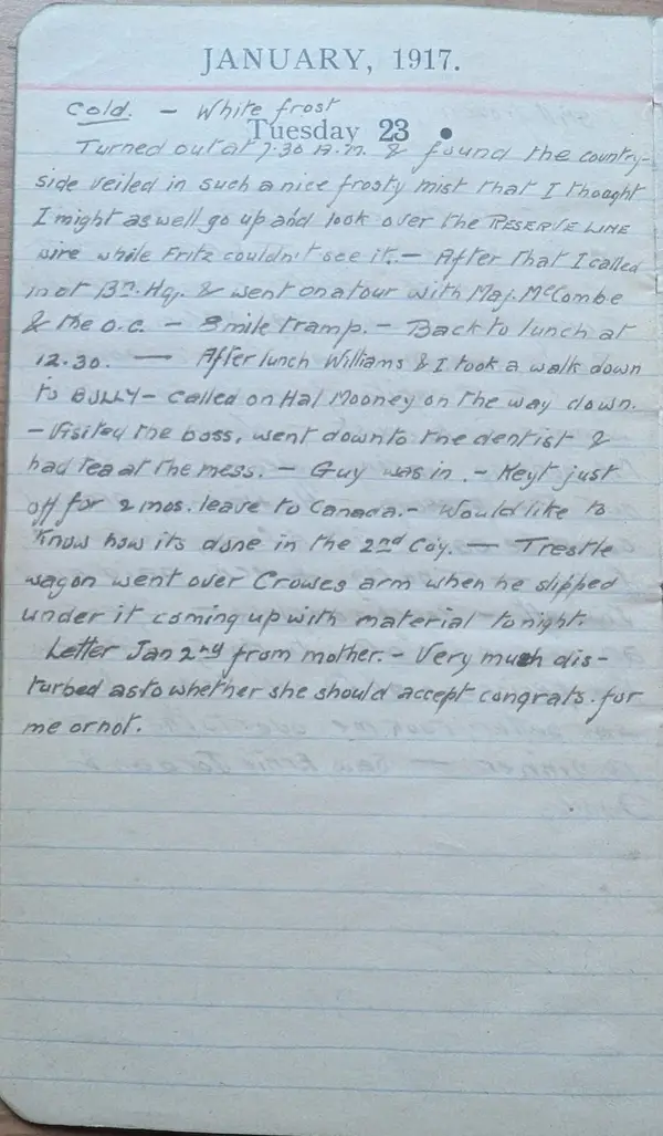 Diary scan, January 23, 1917 (Tuesday)