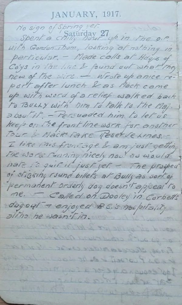 Diary scan, January 27, 1917 (Saturday)