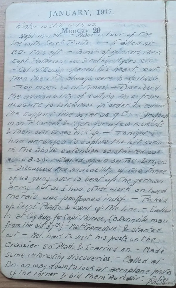 Diary scan, January 29, 1917 (Monday)
