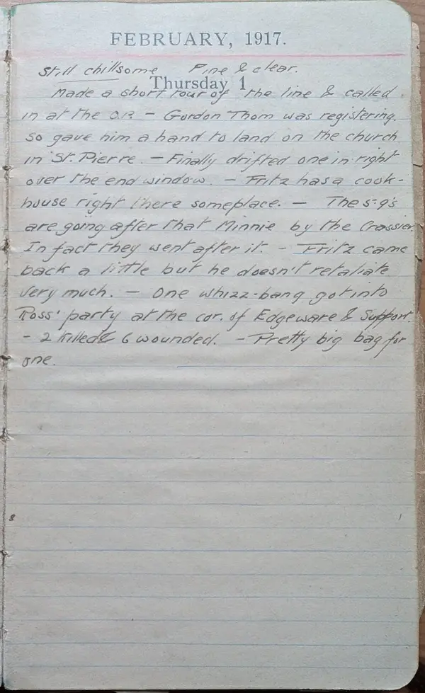 Diary scan, February 1, 1917 (Thursday)