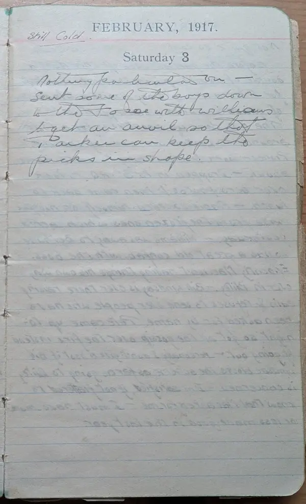 Diary scan, February 3, 1917 (Saturday)