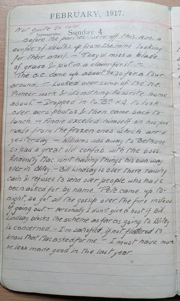 Diary scan, February 4, 1917 (Sunday)
