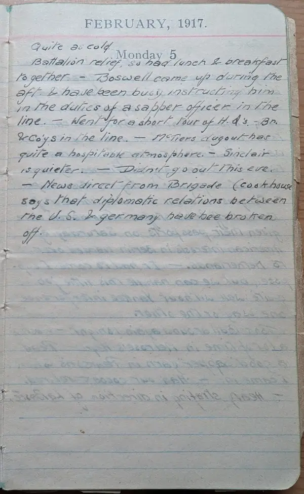 Diary scan, February 5, 1917 (Monday)