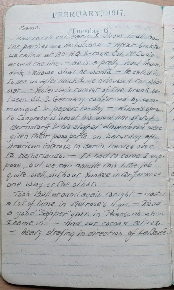 Diary scan, February 6, 1917 (Tuesday)