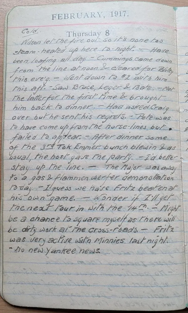 Diary scan, February 8, 1917 (Thursday)