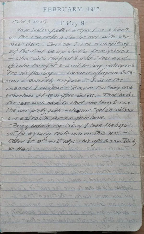 Diary scan, February 9, 1917 (Friday)