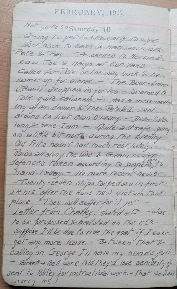 Diary scan, February 10, 1917 (Saturday)