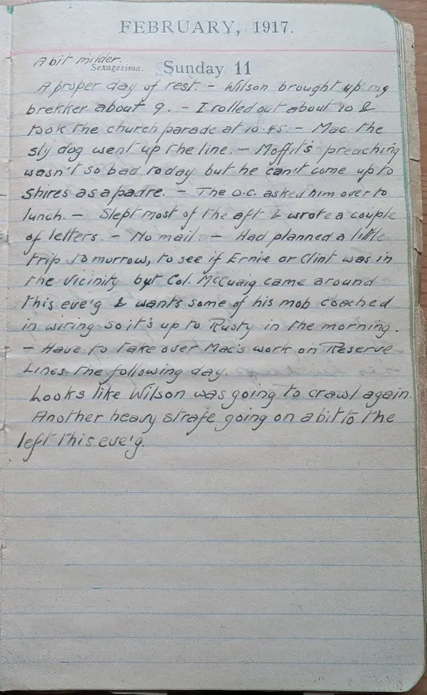 Diary scan, February 11, 1917 (Sunday)