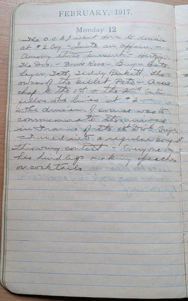 Diary scan, February 12, 1917 (Monday)
