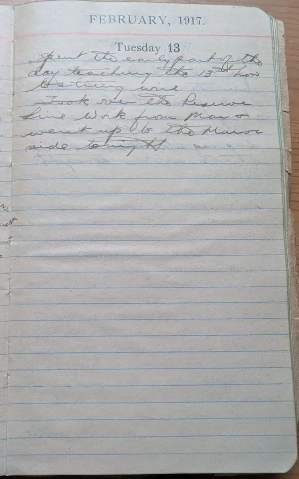 Diary scan, February 13, 1917 (Tuesday)