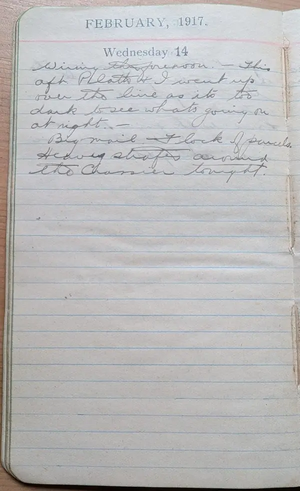 Diary scan, February 14, 1917 (Wednesday)