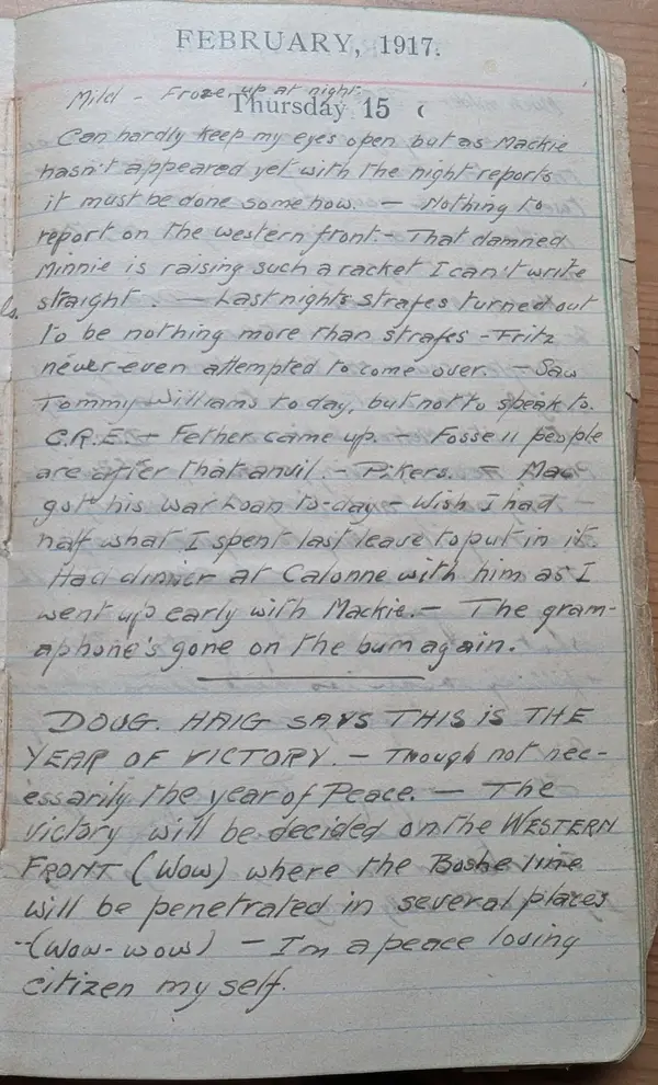 Diary scan, February 15, 1917 (Thursday)