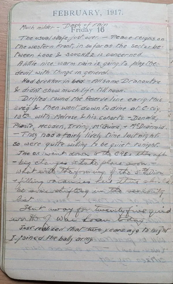 Diary scan, February 16, 1917 (Friday)