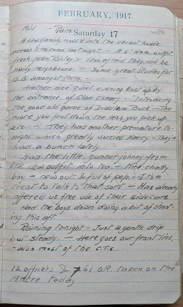 Diary scan, February 17, 1917 (Saturday)